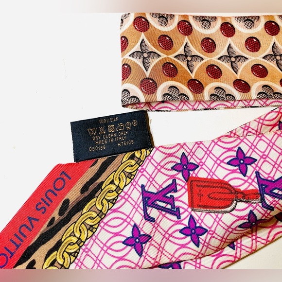 Louis Vuitton Bandeau BB Bubble Glam Pink Silk Scarf Muffler Authentic - Picture 7 of 13